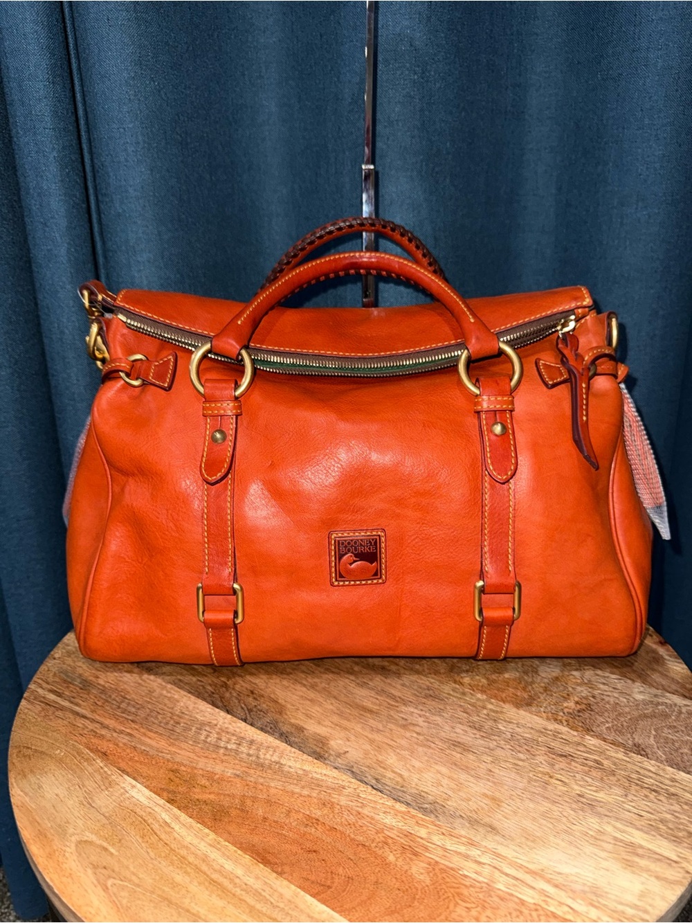 Dooney & Bourke Rare Orange Leather Duffel Satchel